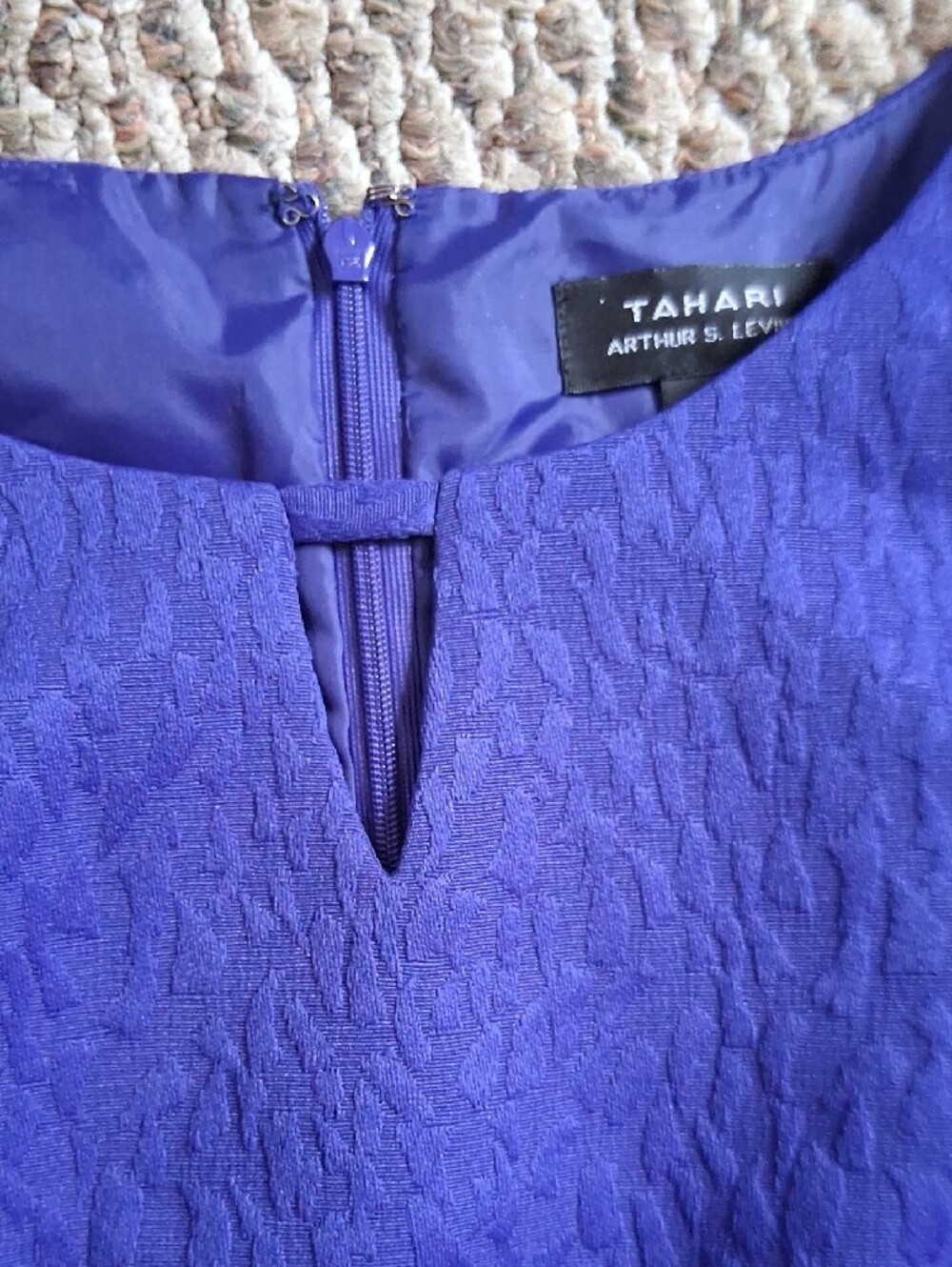 Tahari ASL Sleeveless Purple Textured Sheath Dress - Picture 9 of 9